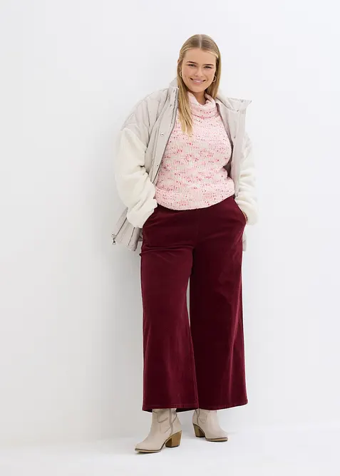 Pantalon en velours c&ocirc;tel&eacute;, taille haute &eacute;lastiqu&eacute;e, bonprix