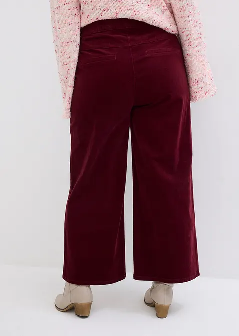 Pantalon en velours c&ocirc;tel&eacute;, taille haute &eacute;lastiqu&eacute;e, bonprix