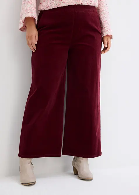 Pantalon en velours c&ocirc;tel&eacute;, taille haute &eacute;lastiqu&eacute;e, bonprix
