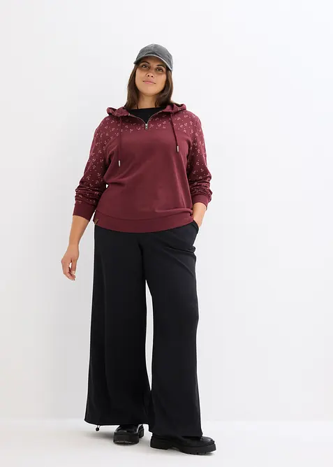 Sweat à capuche et col zippé, 100% coton, bonprix