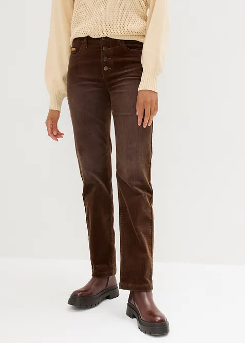 Pantalon droit en velours côtelé extensible, bonprix