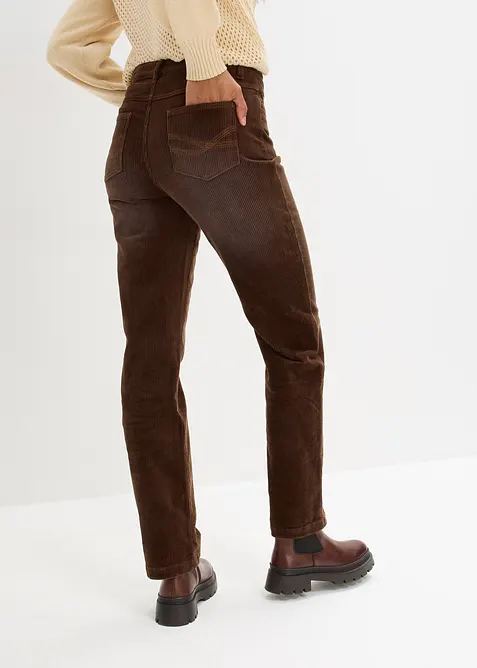 Pantalon droit en velours côtelé extensible, bonprix