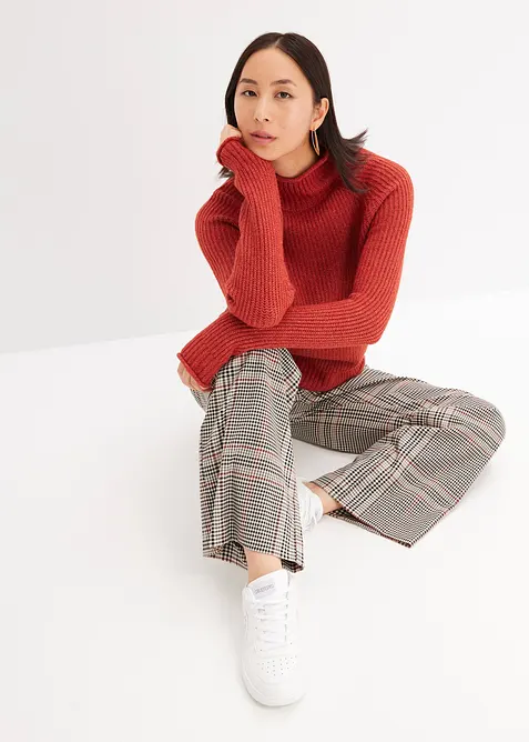 Pull en maille à col montant, bonprix