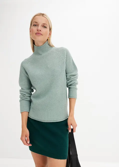 Pull en maille à col montant, bonprix
