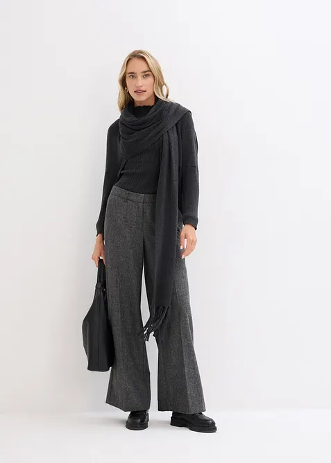 Pantalon à motif chevrons, laine majoritaire, bonprix