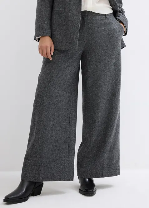 Pantalon à motif chevrons, laine majoritaire, bonprix