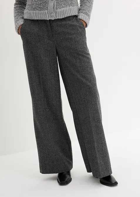 Pantalon à motif chevrons, laine majoritaire, bonprix