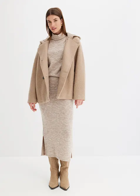 Caban en maille bouclette douce, bonprix