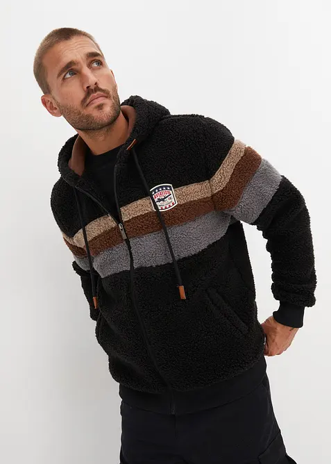 Veste en polaire peluche &agrave; capuche, bonprix