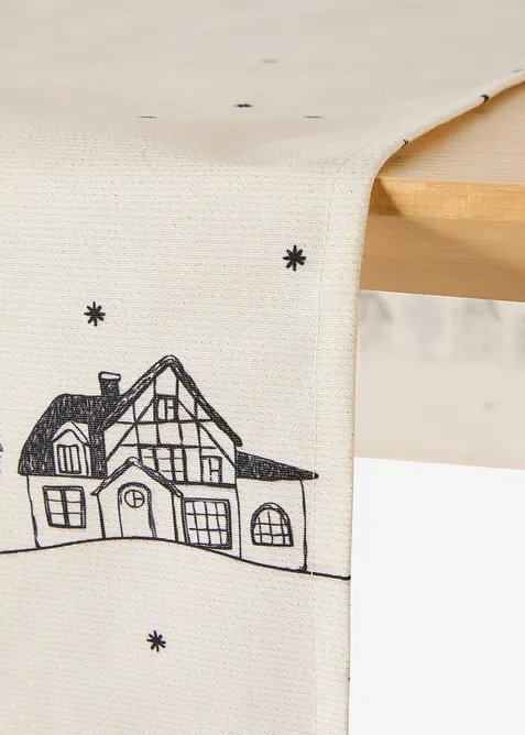 Chemin de table imprimé maisons, déperlant, bonprix