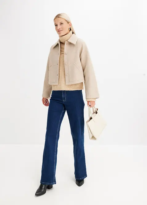 Jean large taille haute, coton, bonprix