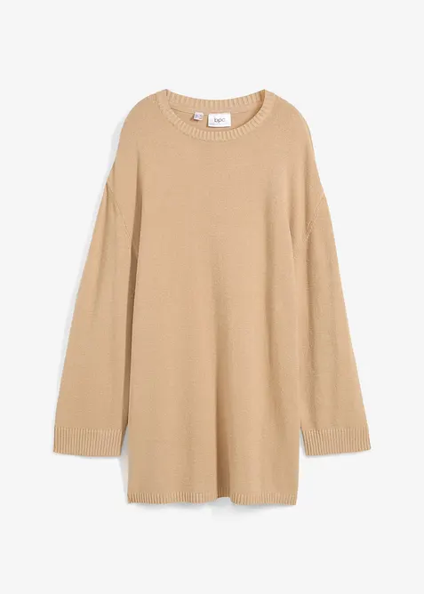 Pull long en fine maille fendu sur les c&ocirc;t&eacute;s, bonprix