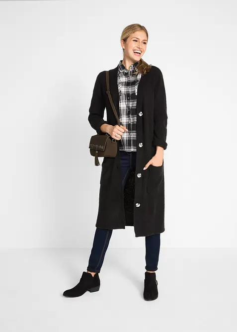 Gilet long en maille, poches plaquées, bonprix