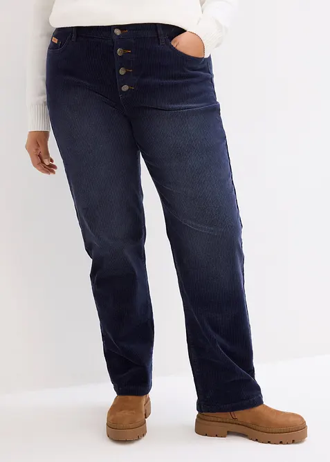 Pantalon droit en velours côtelé extensible, bonprix