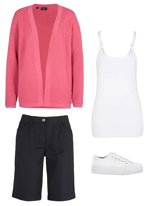 Bermuda paper touch en coton à taille confortable, bonprix