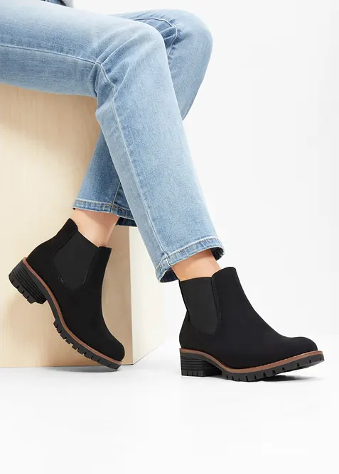 Bottines Chelsea &agrave; semelle crant&eacute;e, bonprix