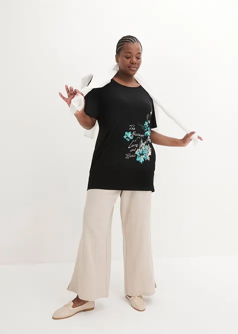 T-shirt à encolure bateau, mi-manches, bonprix