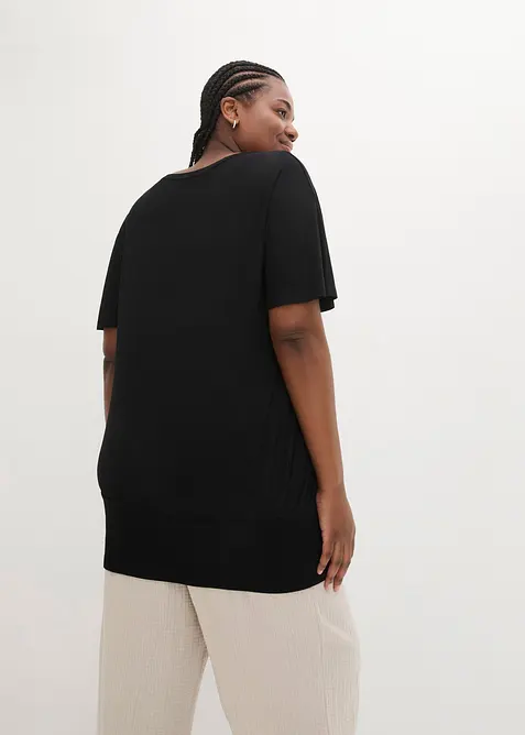 T-shirt à encolure bateau, mi-manches, bonprix