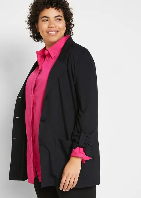 Blazer long en maille Milano de viscose mélangée, bonprix