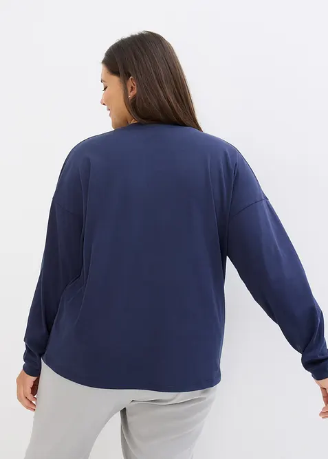 T-shirt manches longues oversize &agrave; motifs de No&euml;l brod&eacute;s, bonprix