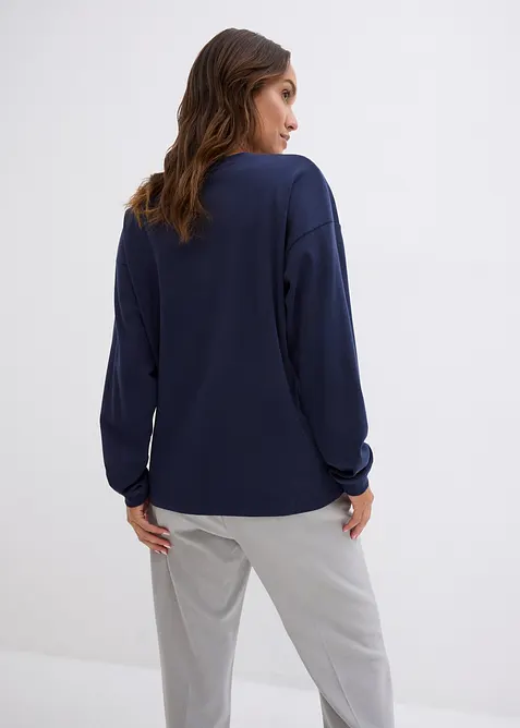 T-shirt manches longues oversize &agrave; motifs de No&euml;l brod&eacute;s, bonprix