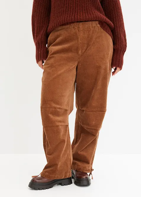Pantalon en velours c&ocirc;tel&eacute; &eacute;lastique, bonprix