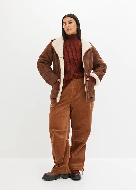 Pantalon en velours c&ocirc;tel&eacute; &eacute;lastique, bonprix