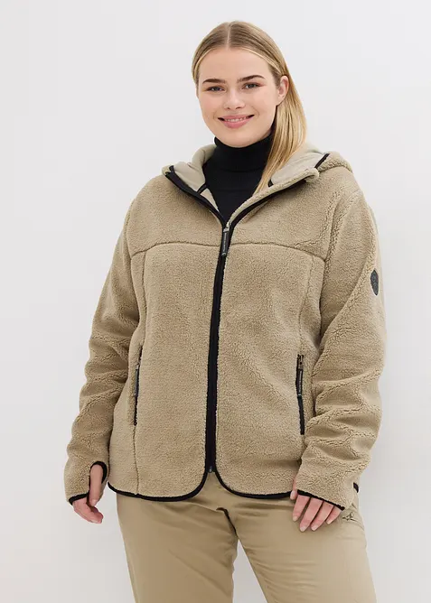 Veste en maille sherpa à capuche, bonprix