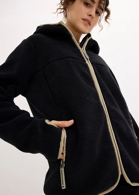 Veste en maille sherpa à capuche, bonprix