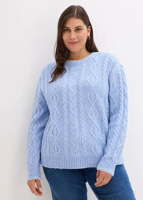 Pull en grosse maille torsadée, bonprix