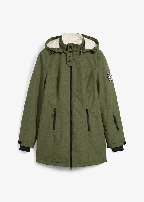 Veste longue outdoor imperméable, doublée sherpa, bonprix