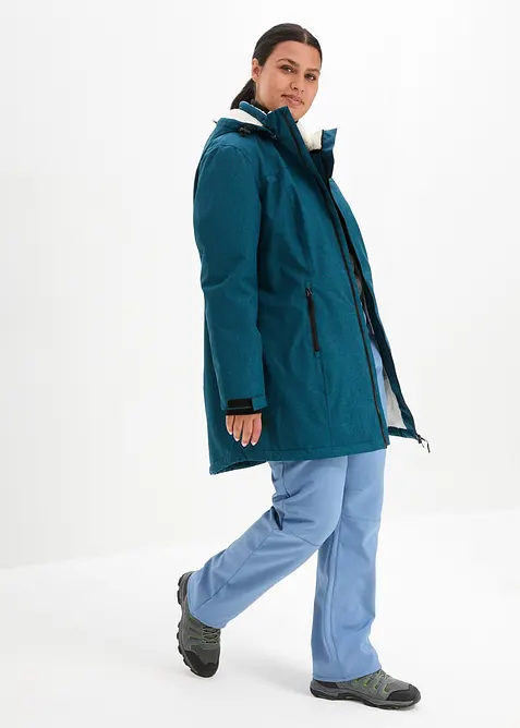 Veste longue outdoor imperméable, doublée sherpa, bonprix