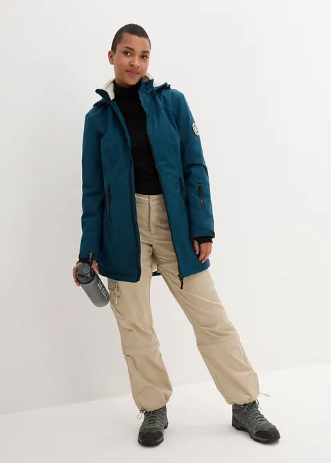 Veste longue outdoor imperméable, doublée sherpa, bonprix