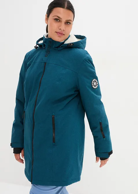 Veste longue outdoor imperméable, doublée sherpa, bonprix