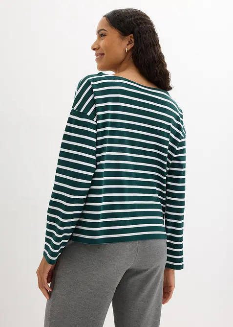 Lot de 2 T-shirts manches longues 100% coton, bonprix