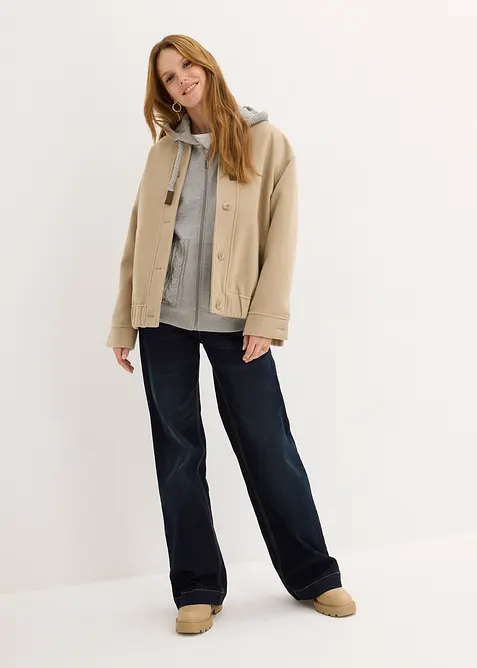 Sweat zippé à capuche et poches en maille, bonprix