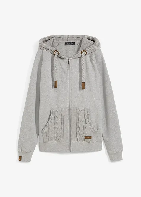Sweat zippé à capuche et poches en maille, bonprix