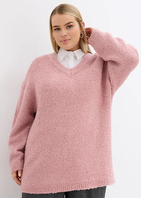 Pull en grosse maille à col en V, bonprix