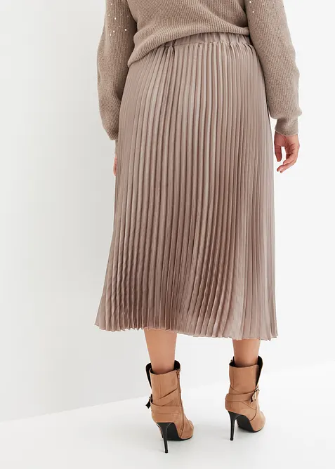 Jupe pliss&eacute;e en satin fin, bonprix