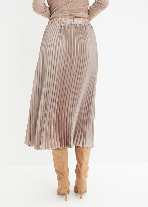 Jupe pliss&eacute;e en satin fin, bonprix