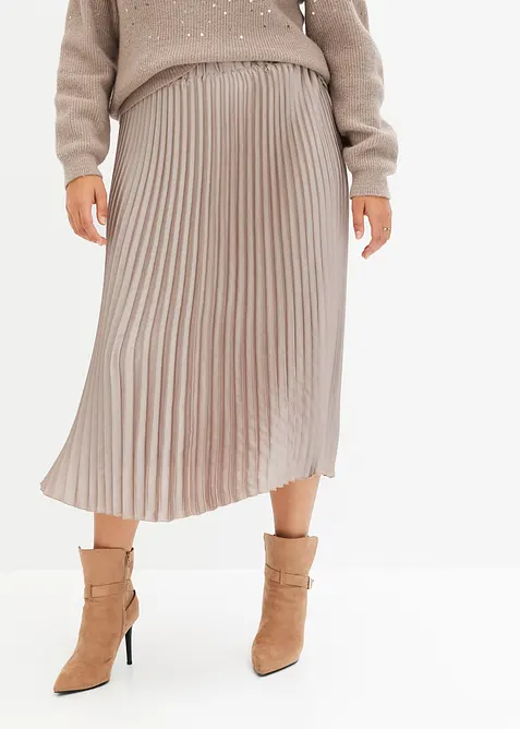 Jupe pliss&eacute;e en satin fin, bonprix