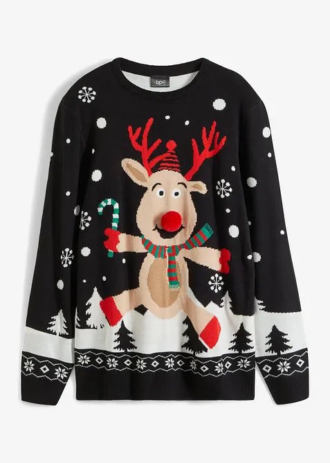 Pull en fine maille avec motif de Noël, bonprix