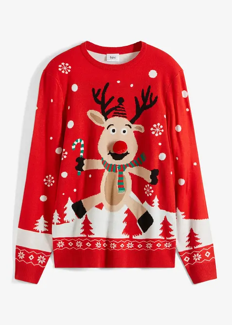 Pull en fine maille avec motif de Noël, bonprix