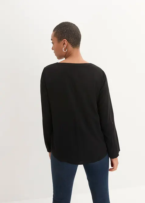 Blouse fluide à col en V et manches longues, bonprix