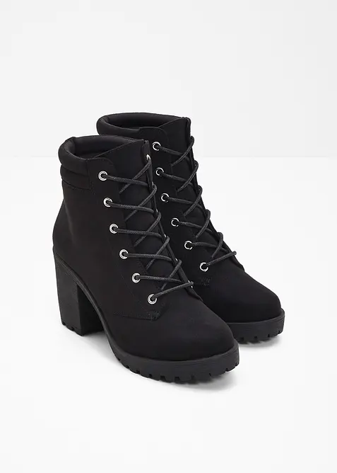 Bottines &agrave; lacets et talon carr&eacute;, bonprix
