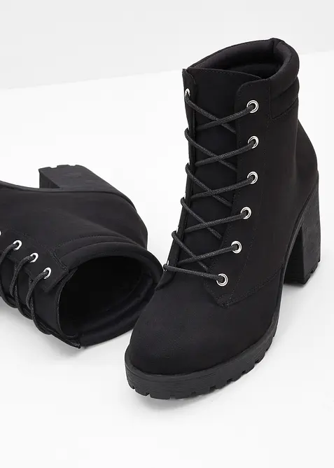 Bottines &agrave; lacets et talon carr&eacute;, bonprix