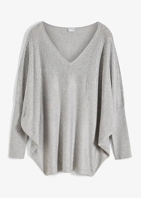 Pull en fine maille avec strass, bonprix