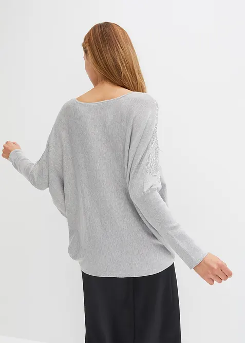 Pull en fine maille avec strass, bonprix