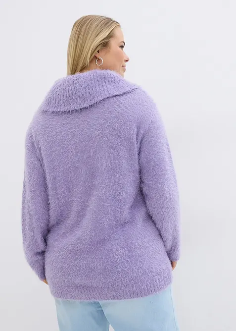 Pull col roulé en maille poilue, bonprix