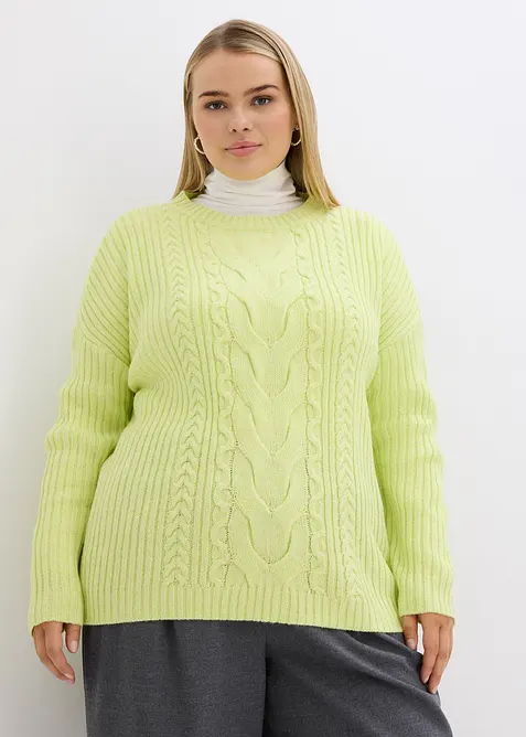 Pull oversize à torsades, bonprix